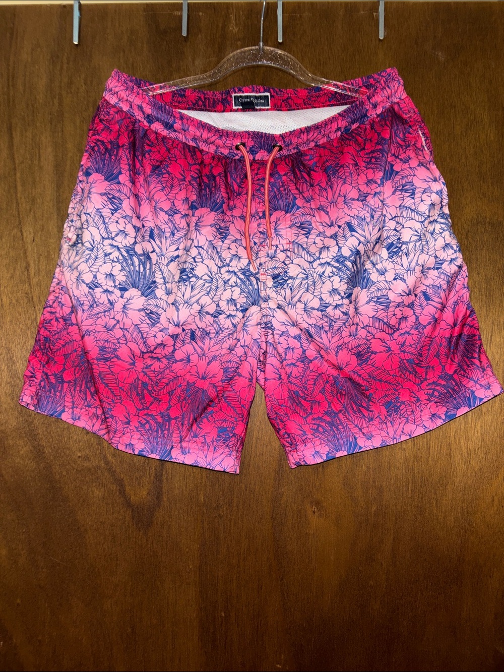 Club Room Pink and Blue Gradient Floral Swim Board Shorts